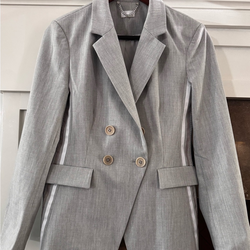 Women's Double-Breasted Gray Tailored Blazer